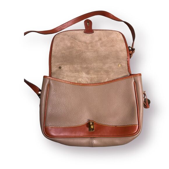 Dooney & Bourke AWL Vintage Satchel Taupe leather Carrier messenger bag purse - Picture 6 of 8